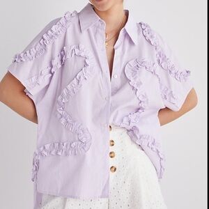 Margo Baridon Striped Buttondown in Purple Size Small